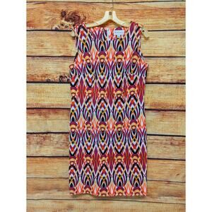 RONNI NICOLE Women Sz 10 Sleeveless Dress Geometric Purple Orange Gold EUC